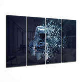 Astronaut  4 Pieces Mega Glass Wall Art (59"x36") | Insigne Art Design.